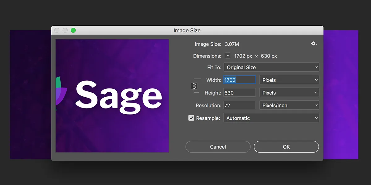 photoshop image size settings