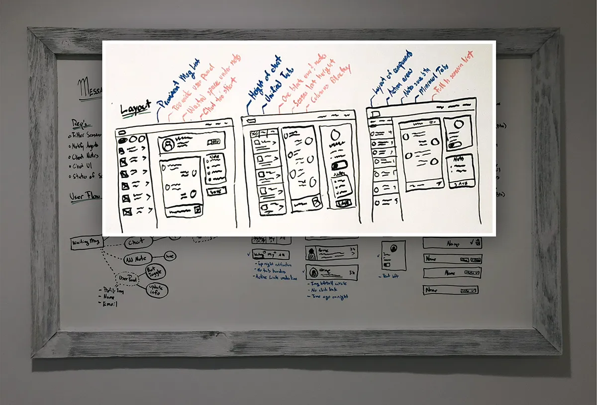 wireframes of live chat