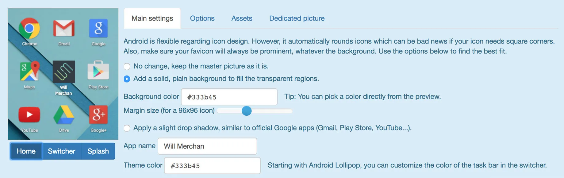 step 2 in choosing favicon settings